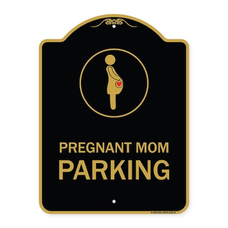 Signmission Pregnant Mom Parking W/ Graphic, Black & Gold Aluminum Architectural Sign, 18" x 24", BG-1824-23274 A-DES-BG-1824-23274